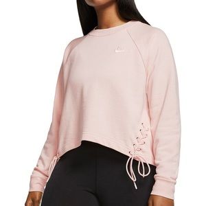 Nike Essentials Pale Pink Cropped Lace up Crewneck